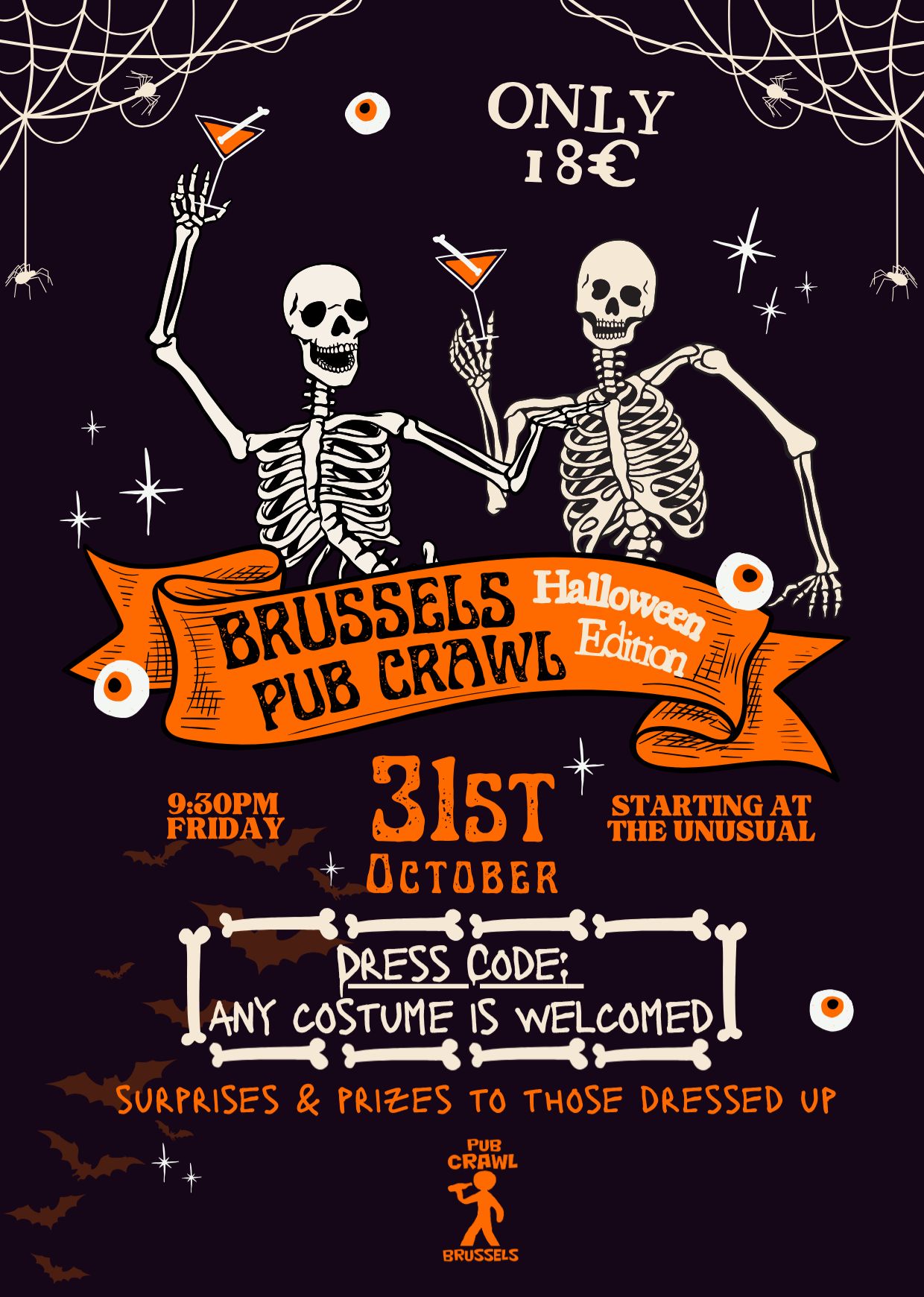 brussels pub crawl special halloween edition poster